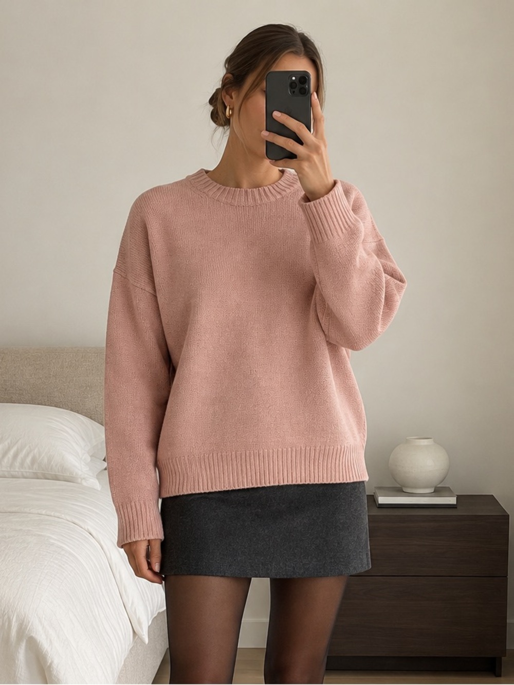 Theory Oversized Wool Cashmere Crewneck Sweater Blush Pink Size M NWT